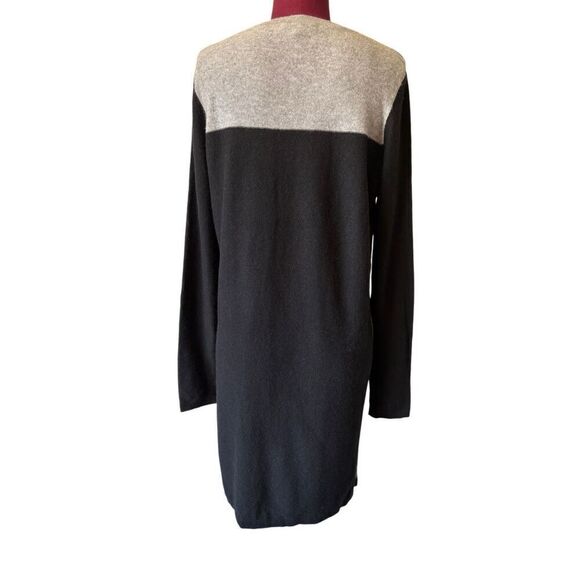 Vince Cashmere Colorblock Sweater Dress size M Black Gray Long Sleeve - Picture 3 of 9